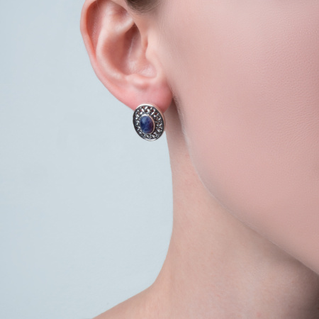 Сертьги из серебра 925 с содалитом