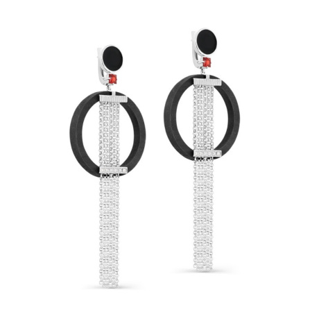 Серьги из серебра с деревом, корундом и фианитами