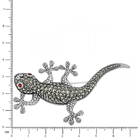 Серебряная брошь Alexandre Vassiliev с марказитами Swarovski и гранатом