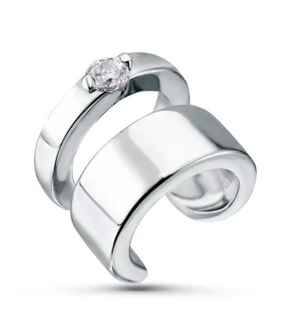 Серебряная серьга - каффа с фианитом