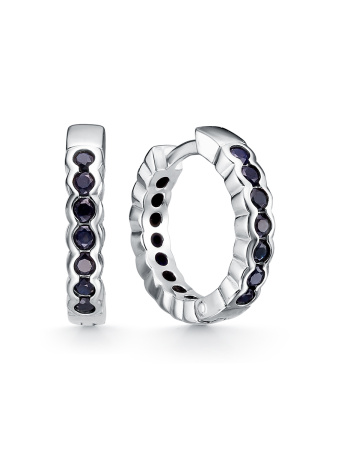 Серьги-хупы из серебра с сапфирами «Дорожка»