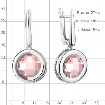 Серьги из серебра с искуственным наноморганитом