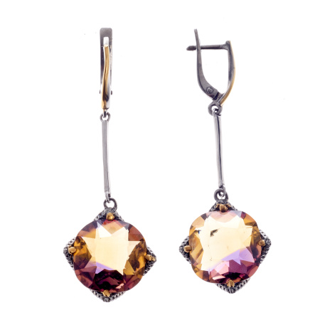 Серьги из серебра с аметрином