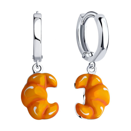 Серьги из серебра с эмалью «Круасан»