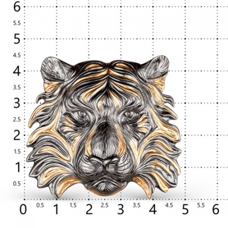 Серебряная брошь с позолотой «Тигр»