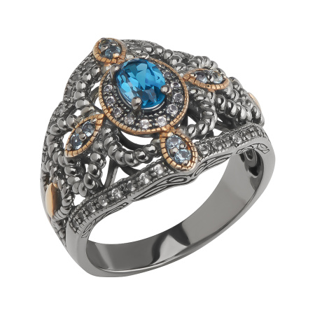 Кольцо из серебра с топазом и позолотой «Византия»