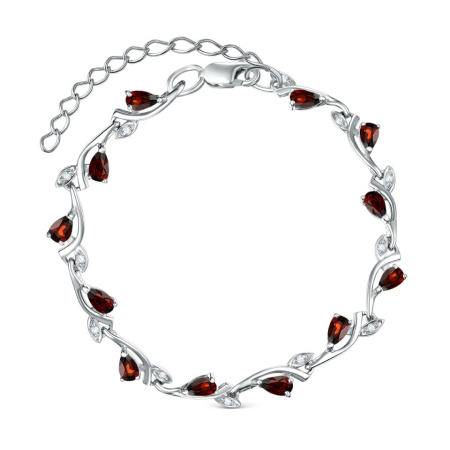 Браслет из серебра с гранатом и фианитами