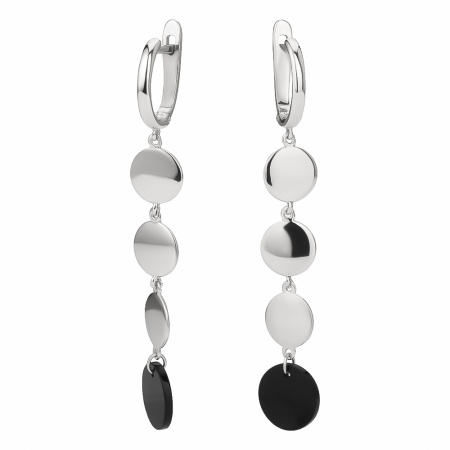 Серьги из серебра с черным агатом