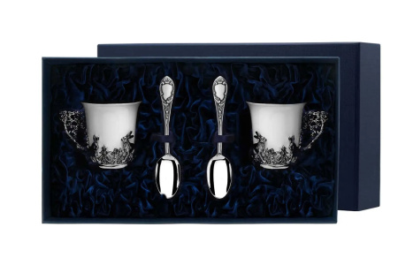 2 чашки кофейные «Зайцы» с ложками