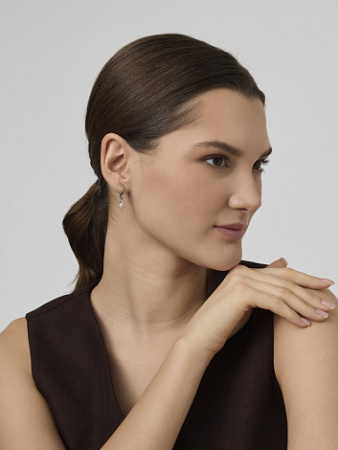 Серебряные серьги с фианитами «Карамель петушок»