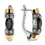 Серебряные серьги с черным фианитом