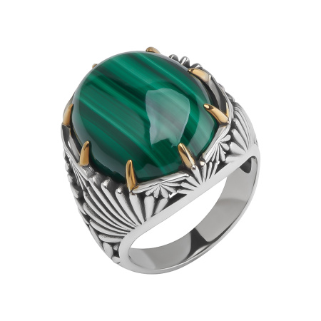 Серебряное кольцо с малахитом