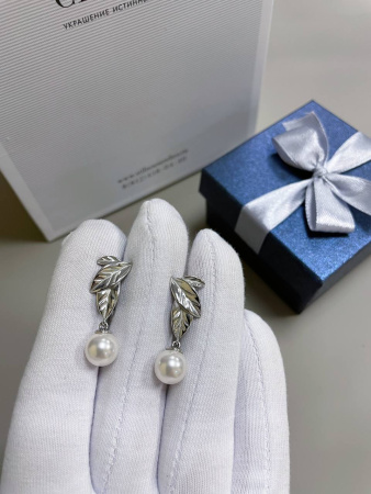 Серьги из серебра с жемчугом