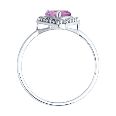 Кольцо из серебра с аметистами и фианитами