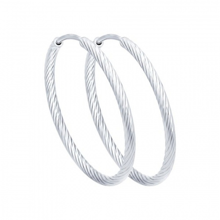 Серьги конго из серебра с алмазной гранью