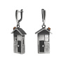 Серьги из серебра с гематитом «Дом»