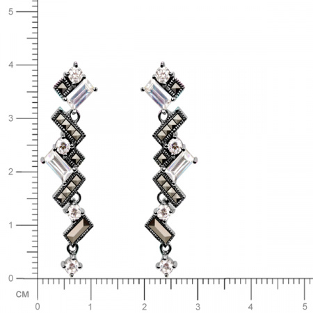 Серебряные серьги Alexandre Vassiliev с фианитом и марказитами Swarovski