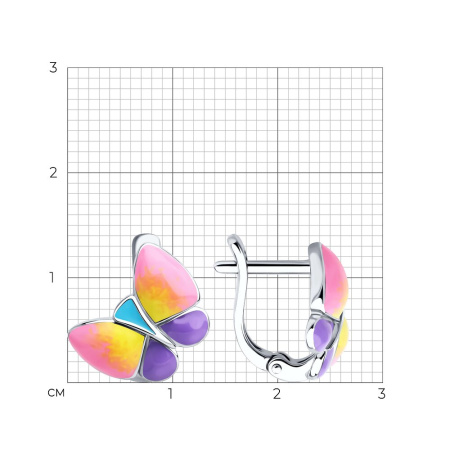 Серебряные серьги с эмалью «Бабочка»