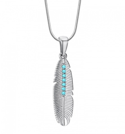 Подвеска из серебра с бирюзой «Листочек»