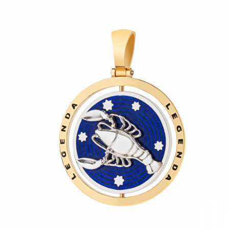 Подвеска из серебра с позолотой и эмалью «Рак»