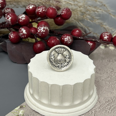 Кольцо перстень крупное Чертополох серебряное