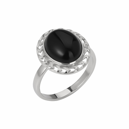 Серебряное кольцо с черным агатом