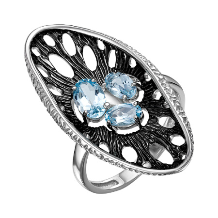Кольцо из серебра с топазами sky