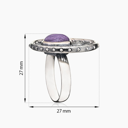 Кольцо из серебра с камнем чароит