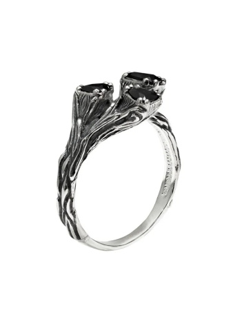 Серебряное кольцо с фианитами «Древо»