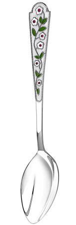 Серебряная чайная ложка «Лето-Ромашка» с эмалью