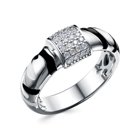 Кольцо из серебра с кубическим цирконием и эмалью