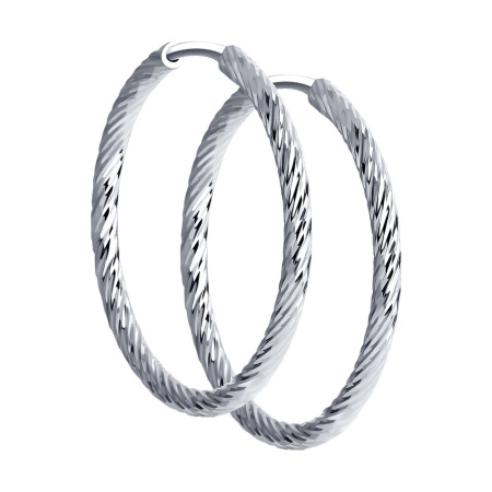 Серьги конго из серебра с алмазной гранью 2 см