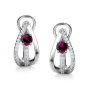 Серебряные серьги с родолитом и фианитами