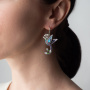 Серьги из серебра «Райская птица» с эмалью