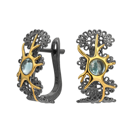 Серьги из серебра с топазом и позолотой