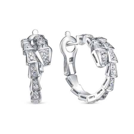 Серьги из серебра с фианитами «Змея»