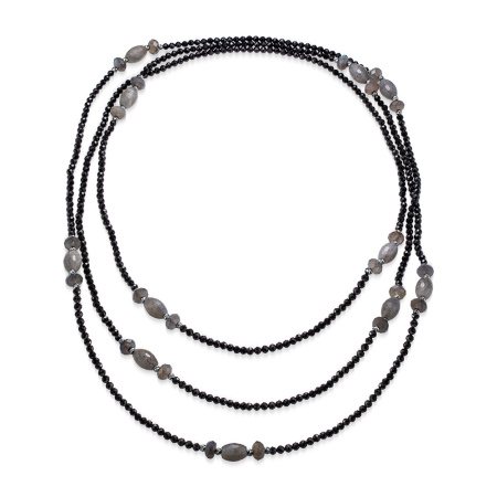 Колье из серебра со шпинелью и лабрадором