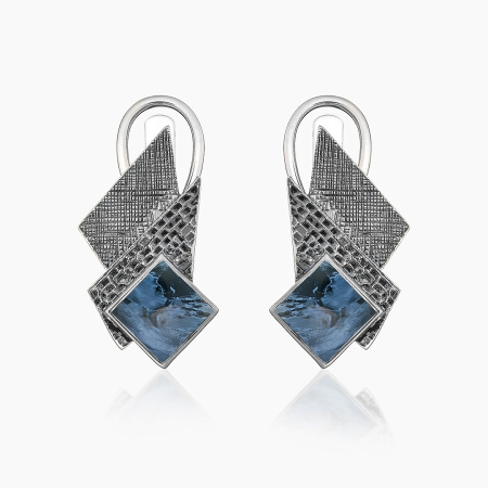 Серьги из серебра с камнем петерсит