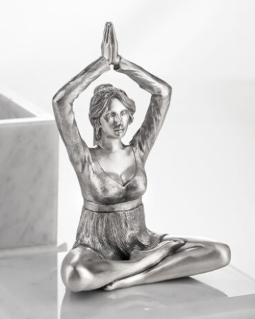 Шкатулка «Йога» серебро и мрамор