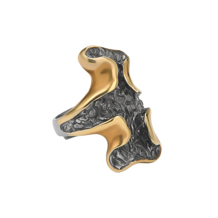 Серебряное кольцо с чернением и позолотой