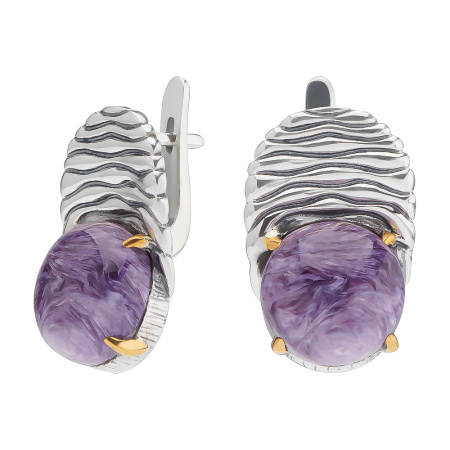 Серьги из серебра с чароитом