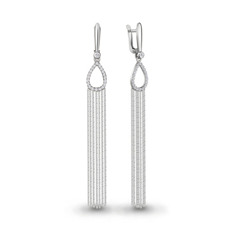 Серьги из серебра с фианитами «Цепочки»