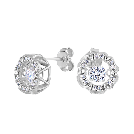 Серебряные серьги с танцующими фианитами