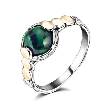 Кольцо из серебра с азуритом в позолоте