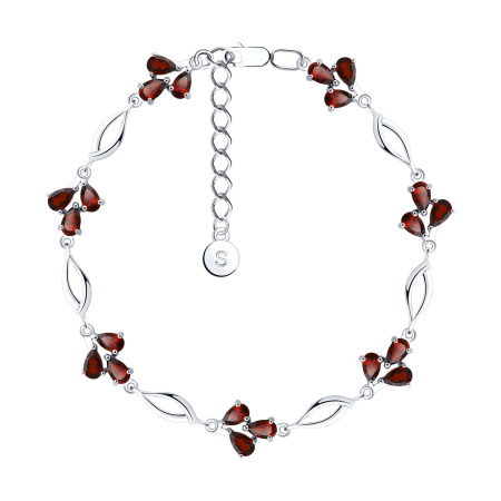 Серебряный браслет с гранатом