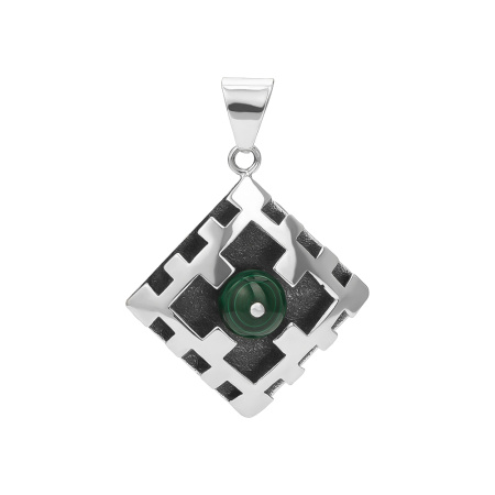 Серебряная подвеска с малахитом