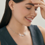Серебряное колье с фианитами «Цветы»