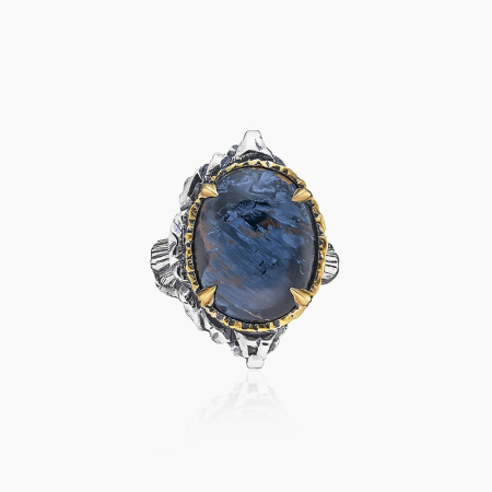 Серебряное кольцо «Таинственная Галактика» с петерситом