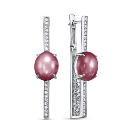 Серьги из серебра с улекситом и фианитами