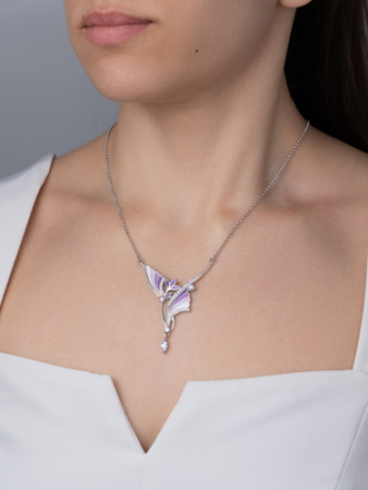 Колье из серебра с фианитами и эмалью